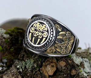 DM-Ring-A-04210-M Bear Claw with Gold Ring
