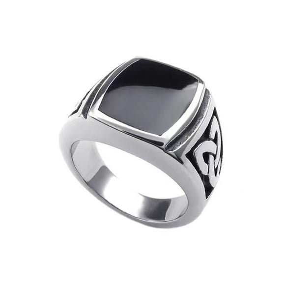 Black Enamel with Trinity Side Knots Ring