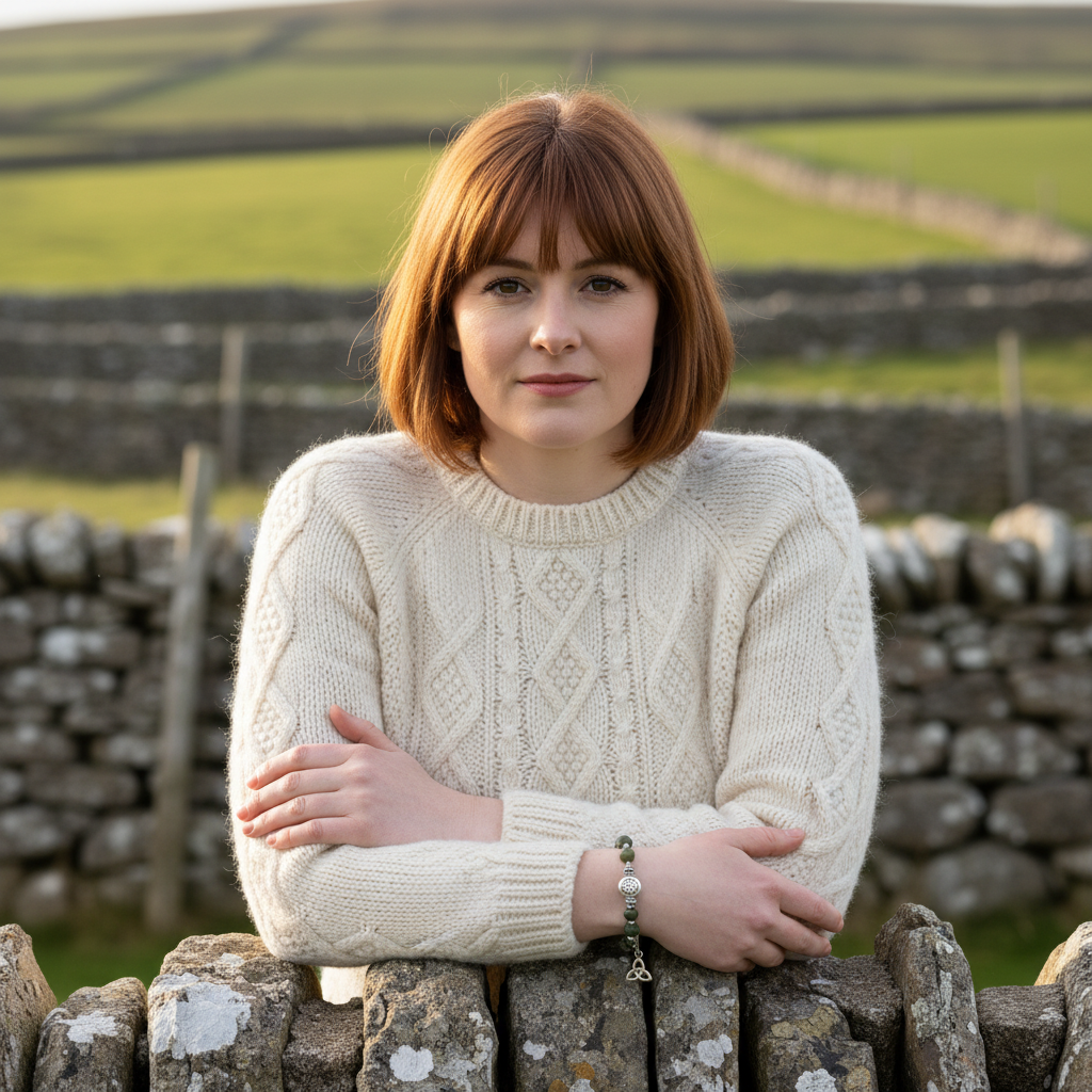 Connemara Marble Beaded Irish Bracelet with Celtic Trinity Knot