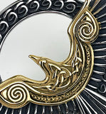 Stainless Steel Celtic Raven in Flight with gold details