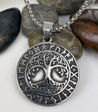 DM-902 Stainless Steel Runes with Tree of Life Pendant