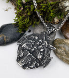 DM-907 Stainless Steel Odin with Ravens and Armor Pendant
