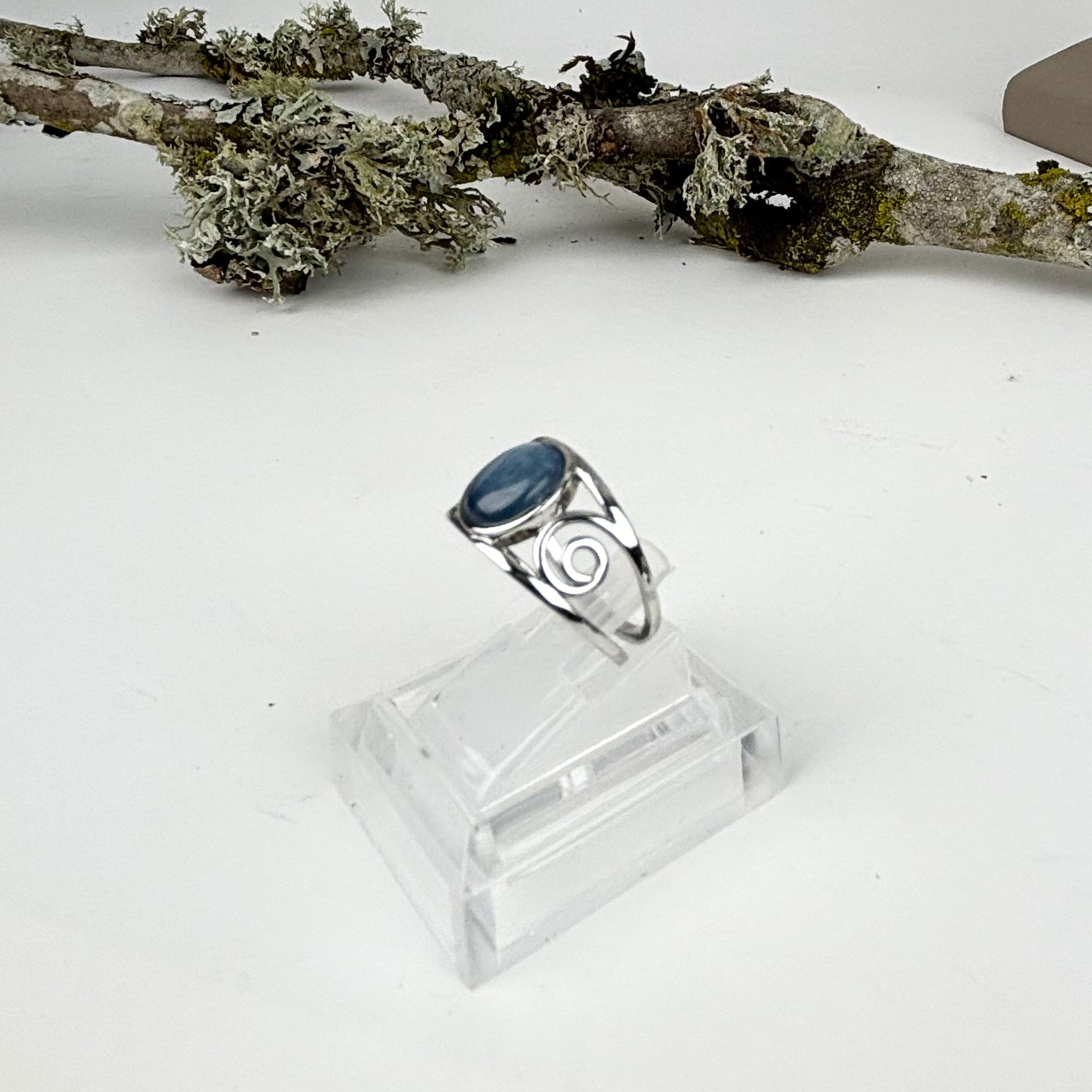 Kyanite Gemstone with Swirl Goddess Ring