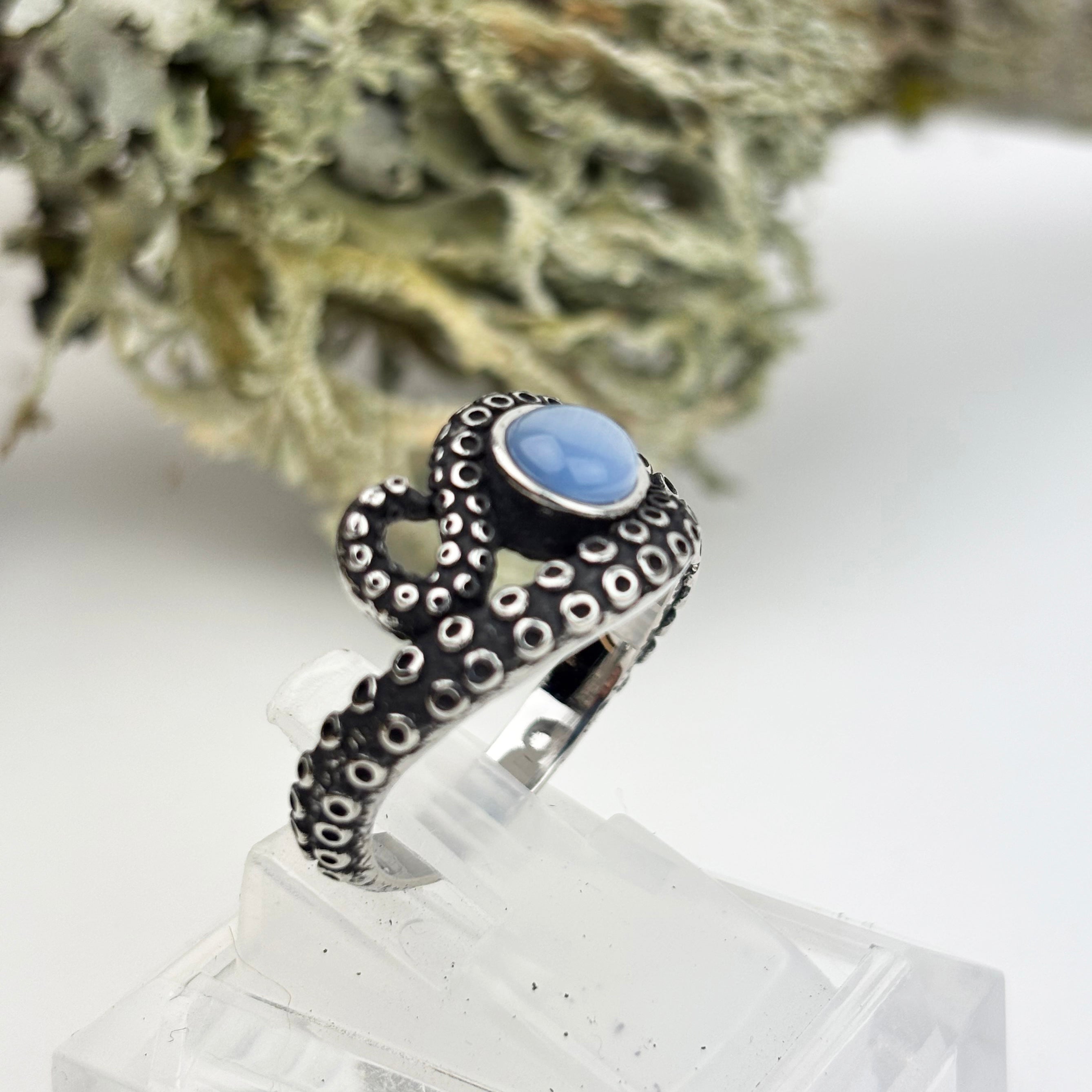 Kraken with Blue Stone Ring