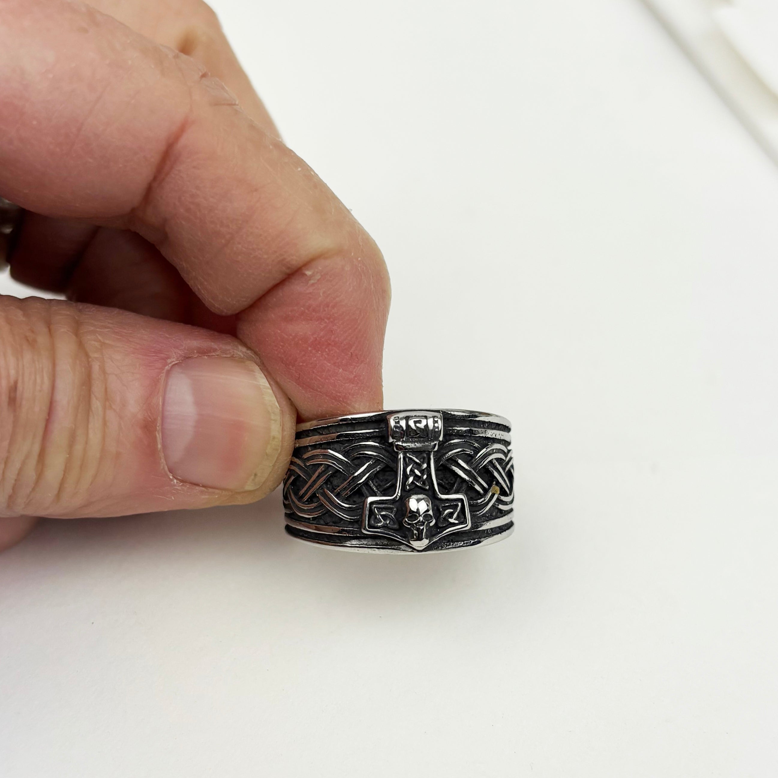 Thor's Hammer with Celtic Knots Ring
