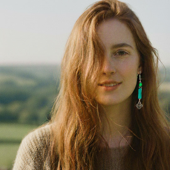 Sea Columns Celtic Earrings with Peridot