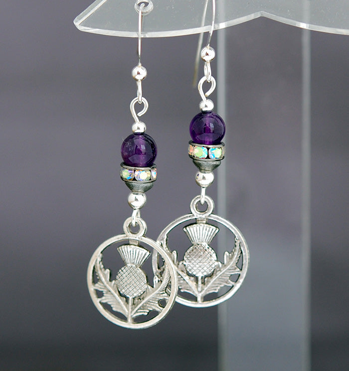 Amethyst and Rhinestones with Scottish Thistle