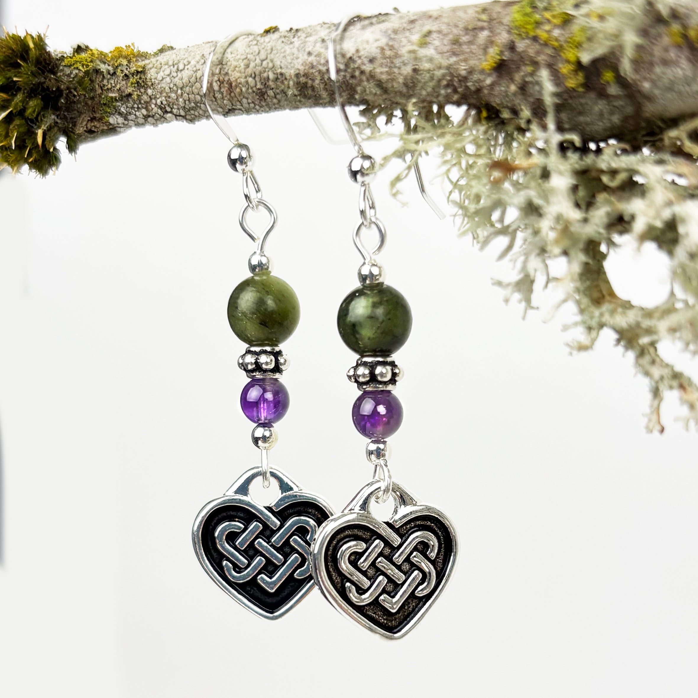 "My  Heart Belongs to Ireland" Amethyst and Connemara with Celtic Heart