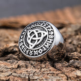 DM-Ring-12411 Trinity Knot with Runes Ring