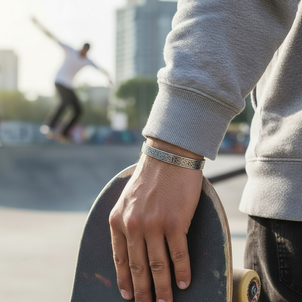 Double Celtic Knot Men's Cuff Bracelet