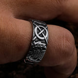 Scottish Thistle Ring with Celtic Knots