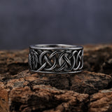 DM-Ring-01102 Open Celtic Knotwork with Scottish Thistle