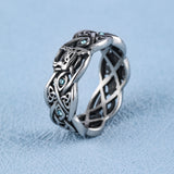 Open Celtic Knot with Faceted Teal Glass Stones Band