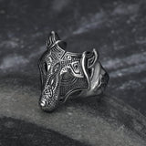 Celtic Wolf Head with Celtic Knots Ring