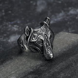 Celtic Wolf Head with Celtic Knots Ring
