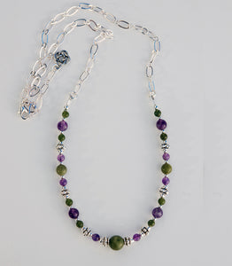 AM/CONN-606 Amethyst and Connemara Marble Necklace