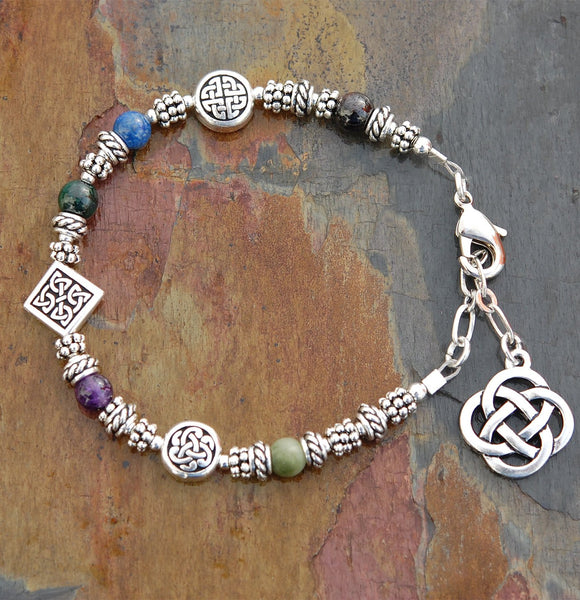 Sacred Numbers Celtic Bracelet with Adjustable Chain Clasp