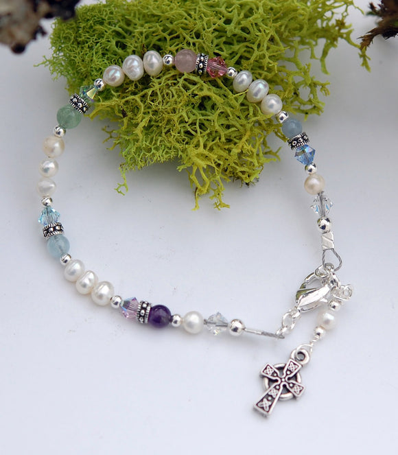 BLESS-01 Child's Pearls and Gemstone Blessings Bracelet