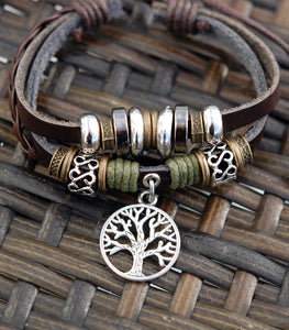TRIBE-BRAC-2-FTree Expresso Leather Bracelet with Celtic Tree of Life.
