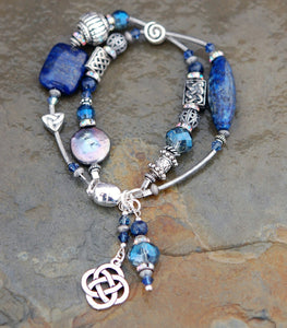 CC-410  Cliodna Double-strand Lapis Lazuli Bracelet