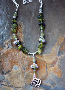 CONN-10 Connemara Marble and Moss Quartz Necklace