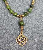 CONN-710-GP  Connemara Marble with Gold Details with Celtic Knot Drop