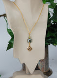 CONN-803-GP Square Mossy Crystal and Connemara Marble Pendant