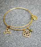 CONN-Wire-01-GP  Wire Bracelet with Celtic Knot and Connemara Marble