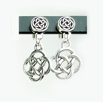 Cru-Stud03 Round Celtic Knot Post Earrings with Open Round Celtic Knot Drop