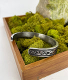 DM-BRAC-024  Men's Stainless Steel Cuff Bracelet with Thor's Hammer and Celtic Knot details