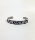 DM-BRAC-024  Men's Stainless Steel Cuff Bracelet with Thor's Hammer and Celtic Knot details