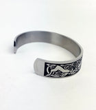 DM-BRAC-027  Men's Stainless Steel Cuff Bracelet with Celtic Wolfhounds