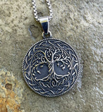 DM-507 Stainless Steel Solid Celtic Tree of Life with Celtic Knot Boarder