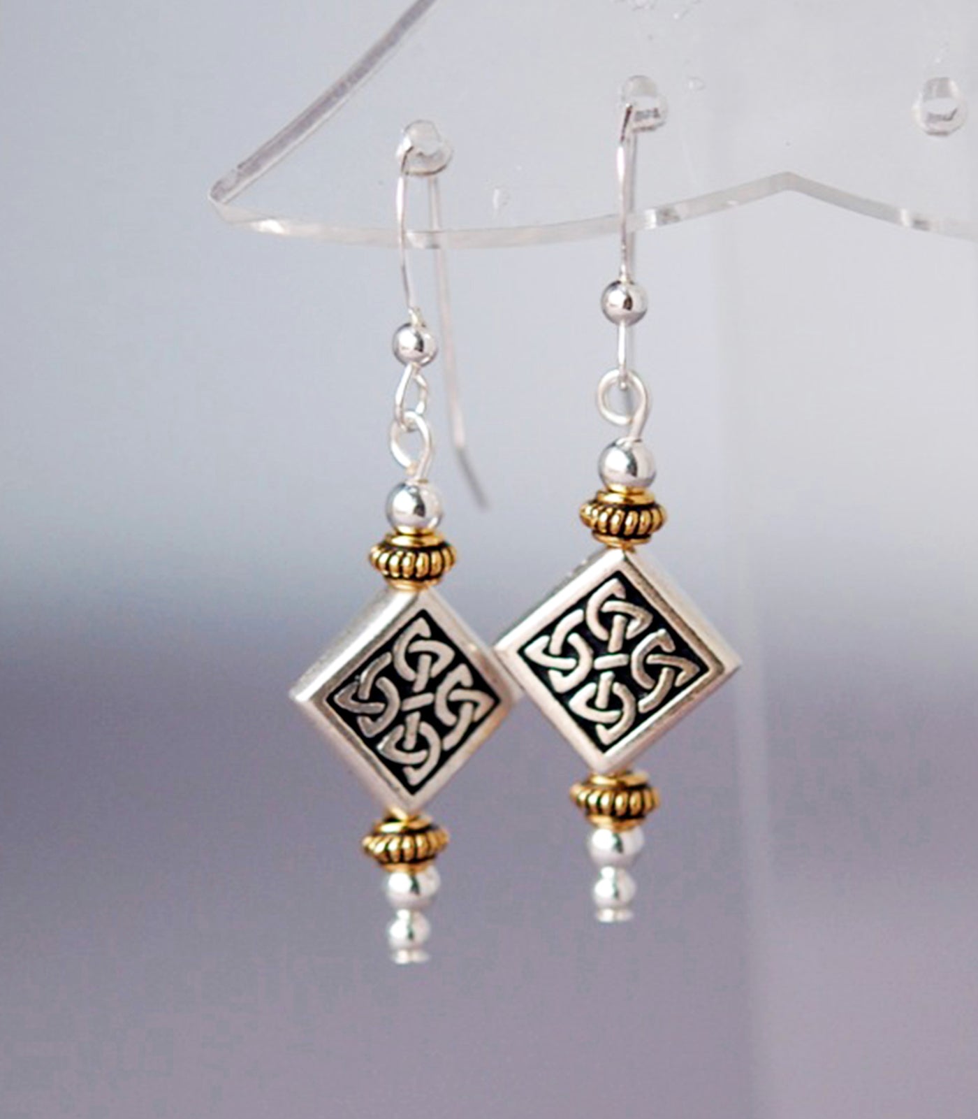 Two-Tone Celtic Diamond Earrings