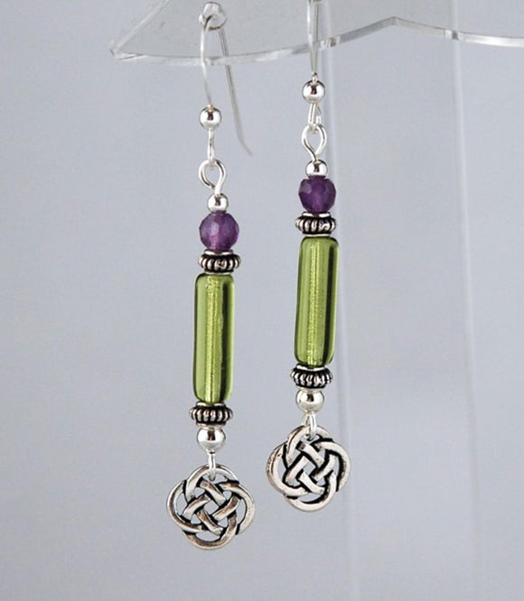 GS465 Green Column Celtic with Amethyst